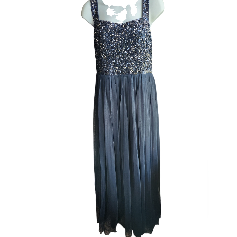 Maya Deluxe Sleeveless Formal Dress Navy Blue Sequin Size 10